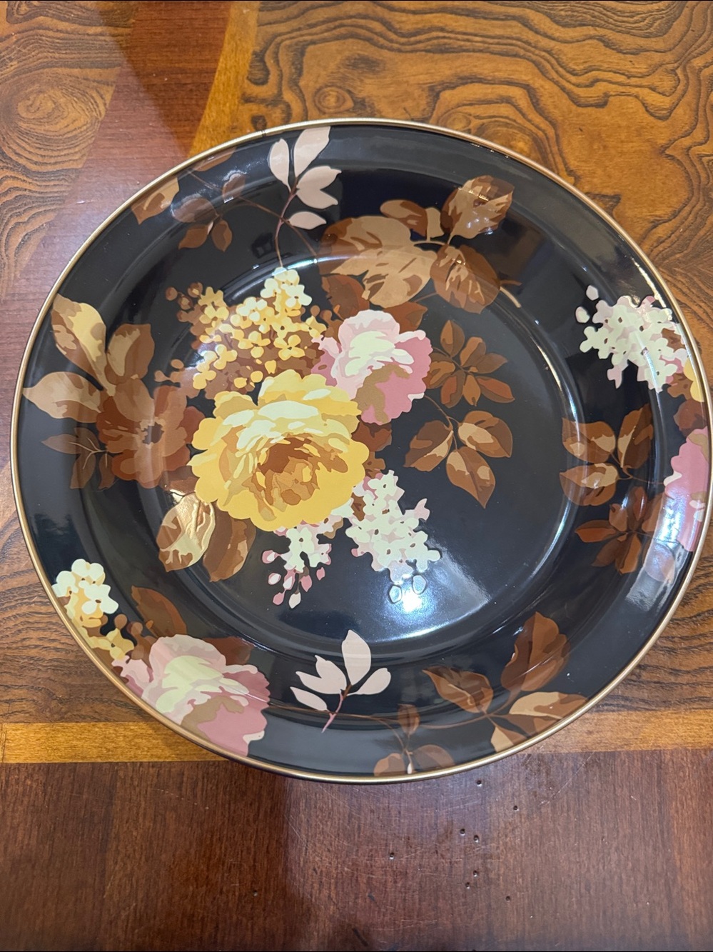 MacKenzie-Childs Wild Rose Brown Pie Plate